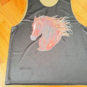 Black Tank Top with Colorful Horse Graphic
